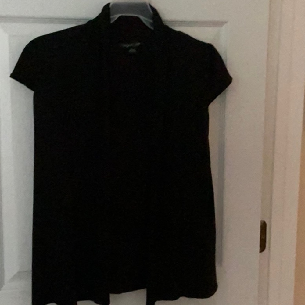 August Silk Black Tie Front Cap Sleeve Blouse